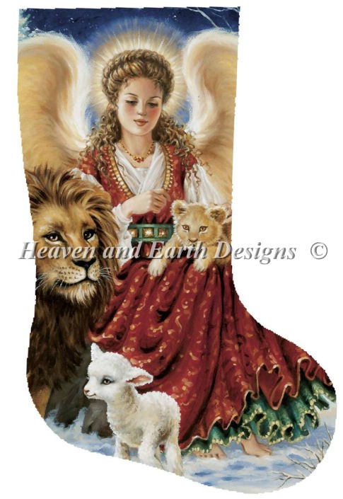 Stocking Angel Lion and Lamb - Click Image to Close